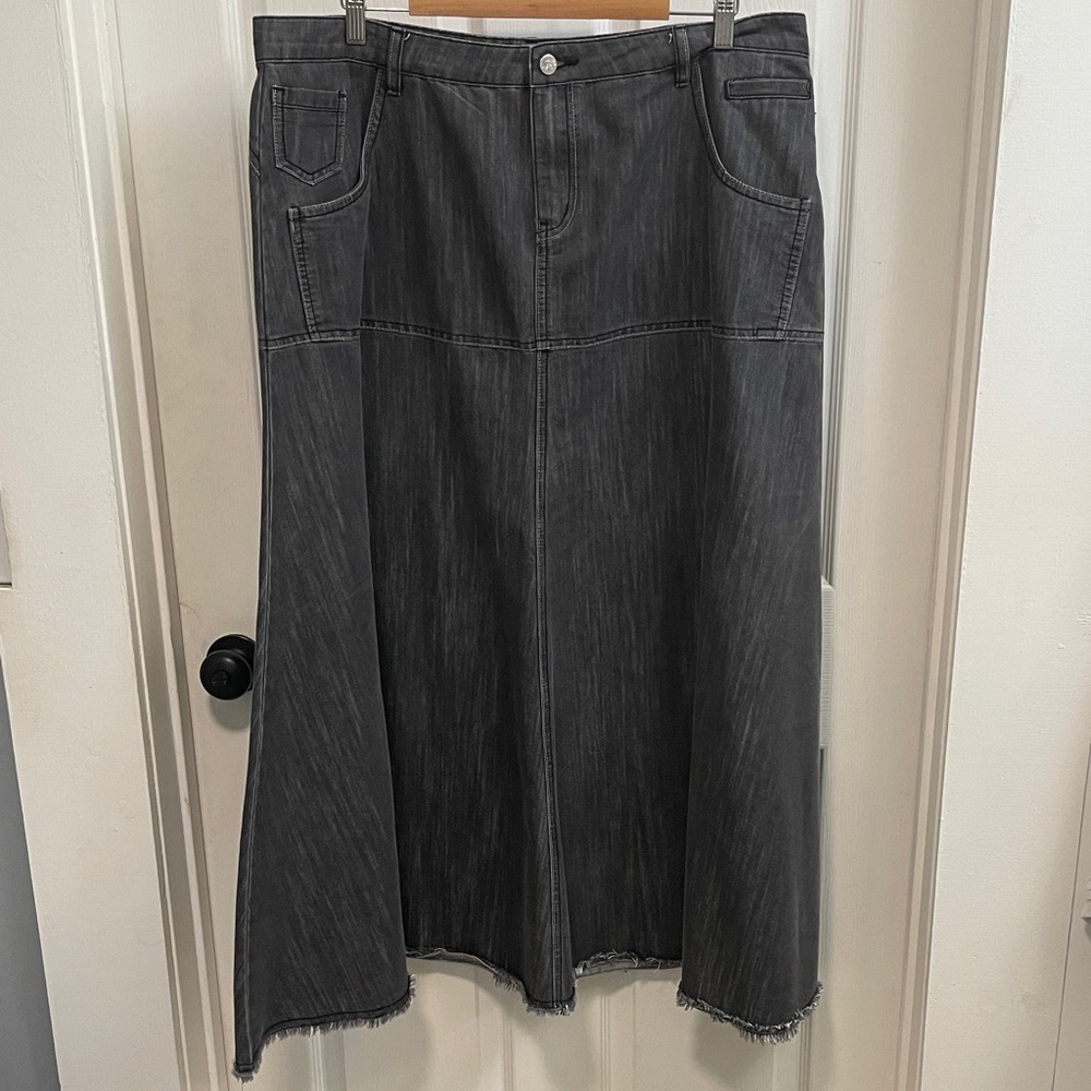Charcoal Full Denim Skirt